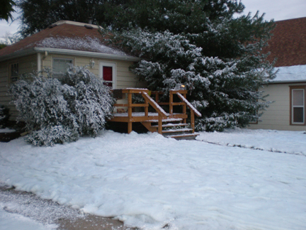 fake snow  house lawn covered wiith fakle snow