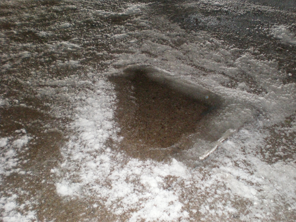close up of fuax snow puddle