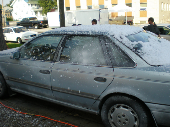 snofoam snow over car