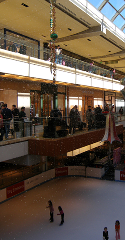 snow at a simon mall