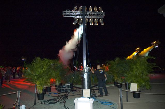 co2 jets on a lighting rig at disney