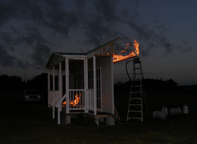 propane flame setup with flame bars
