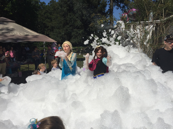 A frozen Party with a Foam Machine