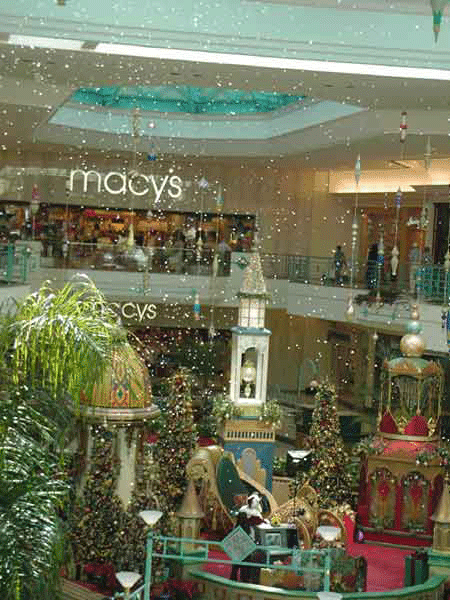 snow machines at a mall