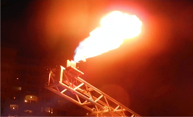 propane flames at concert