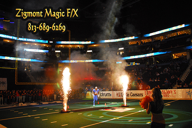 indoor pyrotechnic for professional sports