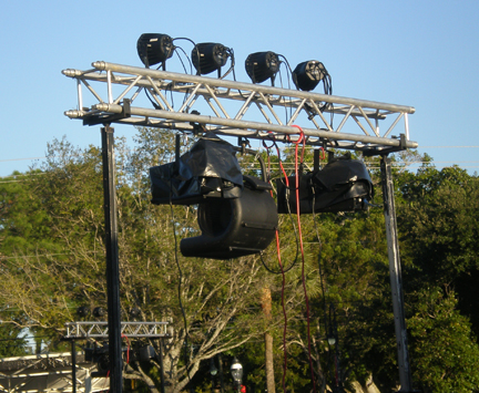 Fake snow machines of  tripods and truss
