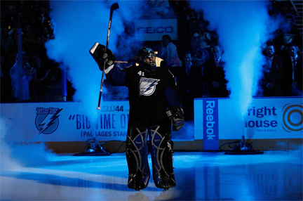 Tampa Bay Lightning 2009 season opening intro with cyro co2 jets effects