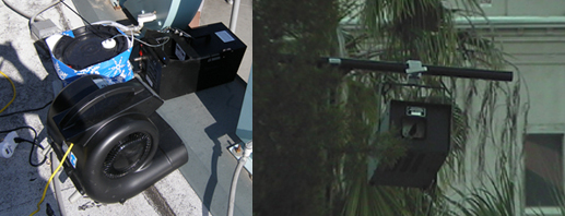 T 1000 fake snow machine with a blower an d 5 gal pail of fluid