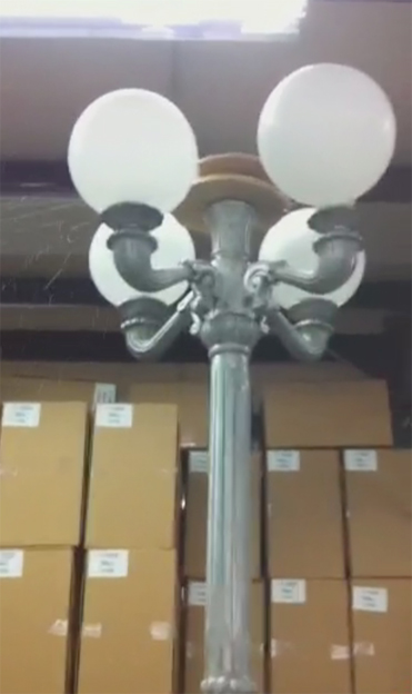 fake snow machine lamppost