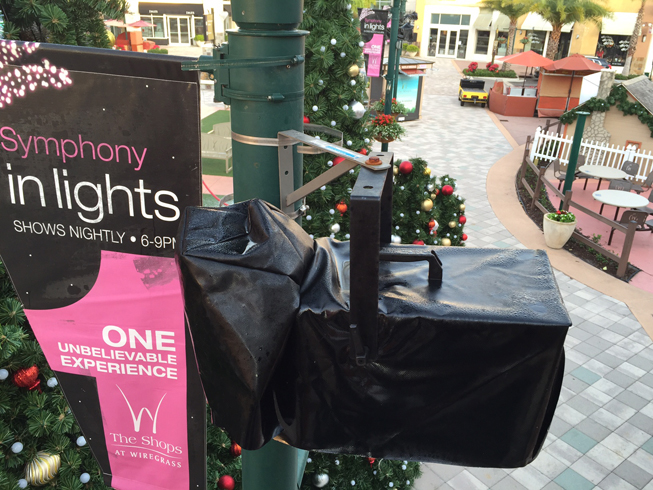 Can you snow company install snow machines on a lamppost with weather covers?   